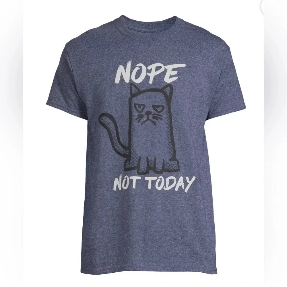 Men's and Big Men's Nope Cat Short Sleeve Graphic Tee